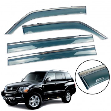 Дефлектори вікон Mitsubishi Pajero III 2000-2006 з нерж. хром полоскою